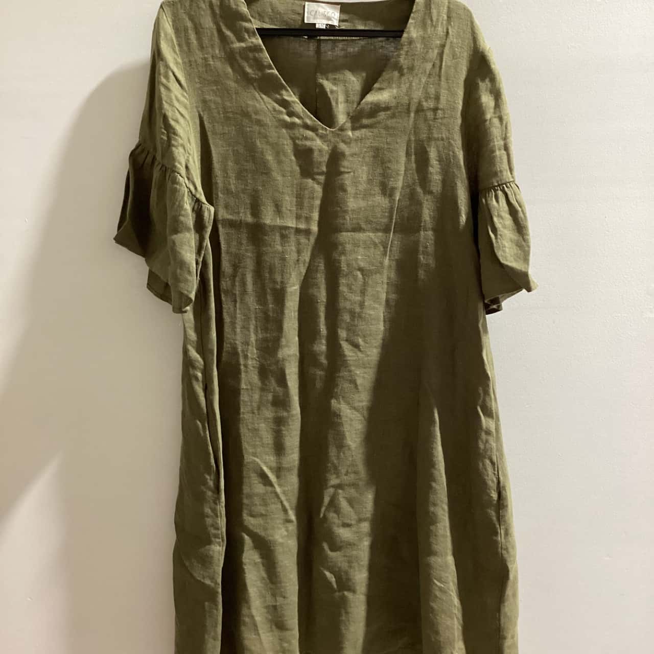 Cali & Co Womens Size S/M Khaki Linen Dress(s)