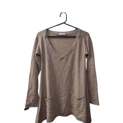 It's Cashmere Women's  Size S V-Neck Top Beige 