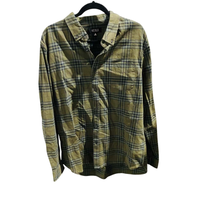 Kenji Mens Size XL Flannel Shirt Olive   11427197
