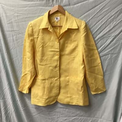 vintage 80’s George Gross  Womens  Size 16 Blazer Yellow Linen B