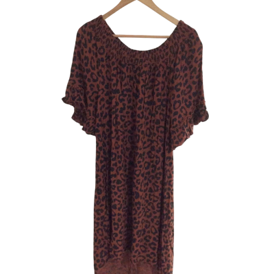 Virtuelle Womens  Size 16 Short Sleeve Dress  Black  / Burnt Orange 