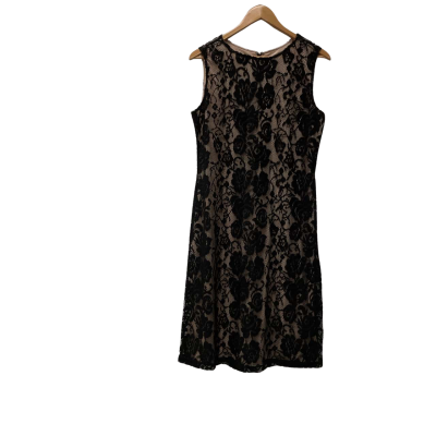 Sharagano   Size 12 Sleeveless Dress  Beige / Black  