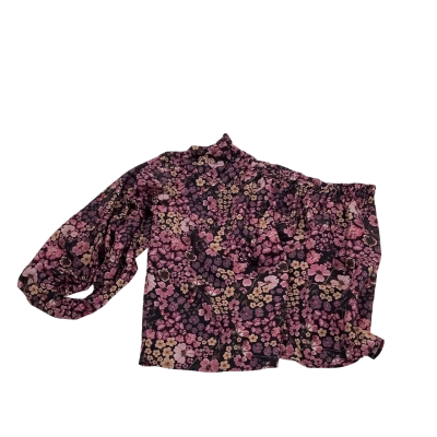 Portmans Womens  Size 14 Blouse Black  / Floral One Sleeve Peasant Style  RRP $89.95