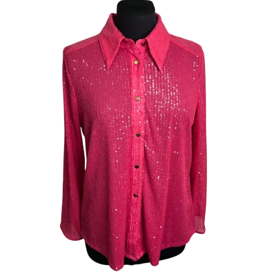 Fate & Becker Womens  Size 8 Button Up Top Pink  