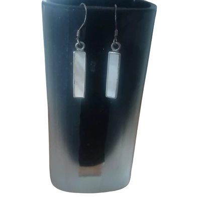 Sterling Silver Rectangle Earrings with Shell inlay