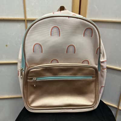  New With Tags MILKSHAKE  Kids  Size One Size Rainbow Print Backpack Blue / Champagne / Light Pink RRP: $39.95