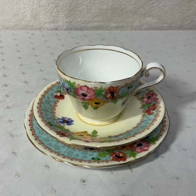 Vintage Aynsley Floral Pattern Bone China Cup Saucer & Plate