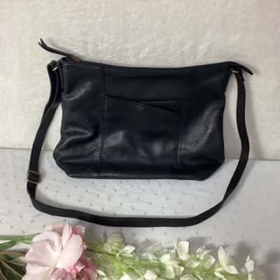Colorado Womens Black Genuine Leather Large Cross Body Tote Bag 
