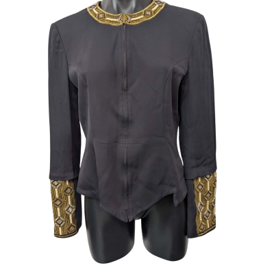 Sass & Bide Womens Size 12 Blazer Black  / with gold embroidery