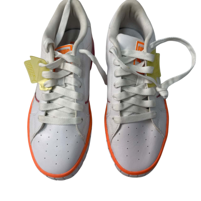 Puma Womens  Size 40 White with Oranage trim trainers 