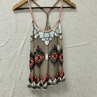 AllSaints Womens  Size 8 Singlet Silk Top GUC