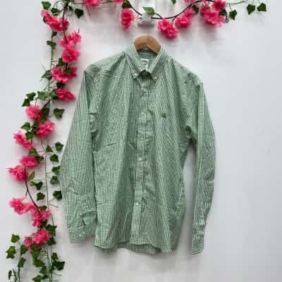 Brooks Brothers Mens Checked Shirt Size XL Checked / Green / White 