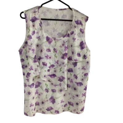  Womens  Size 12 Sleeveless Top Floral / Purple / White 