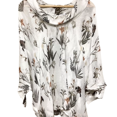 ZEPHYR Lounge Wear 100% Linen ‘Zoe’ Top – White Botanical (Size O/S)