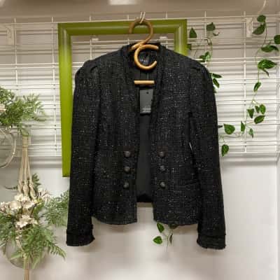 Decjuba Womens Mina Textured Brand New With Tags Size 14 Winter Jacket Black  