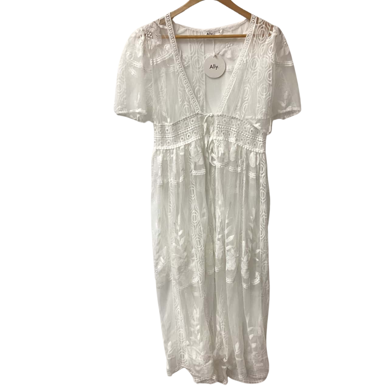 Ally Fashion women's white embroidered kimono | boho summer | size M [A](s)  - New With Tags | Salvos Stores