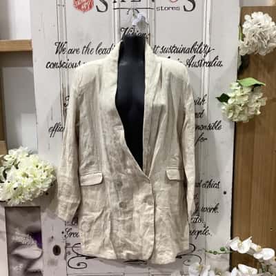 Flannel Brand! BNWT RRP $595.00!! THE NOA NATURAL BLAZER! LIMITED EDITION GARMENT!! Womens  Size 1 / 12 Blazer Beige 