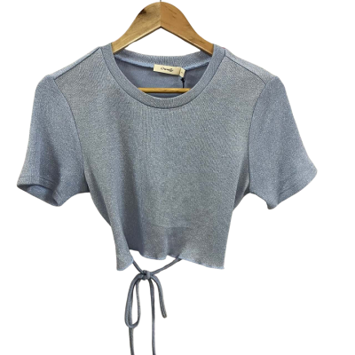  Womens  Ownley Size M Crop Tie Back Top BlueBird