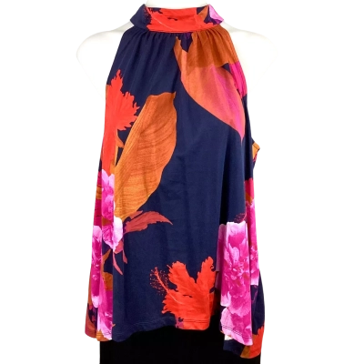 Susan Floral Halter Tie Back Top - Floral Size L