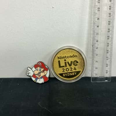 Nintendo Live 2024 Sydney Limited Gold Coin and Mario Pin
