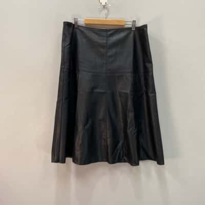 Hammock & Vine Womens Faux Leather Size 18 A-Line Skirt Black  