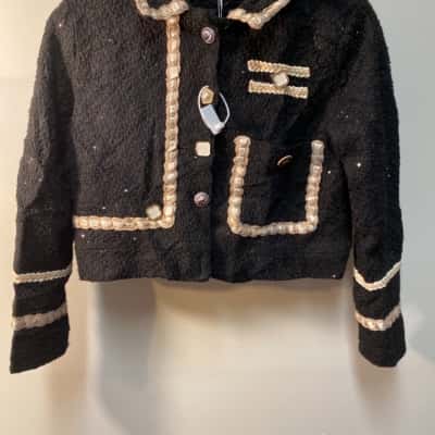  Womens  Size L Cropped Jacket Beige / Black  / Cream 