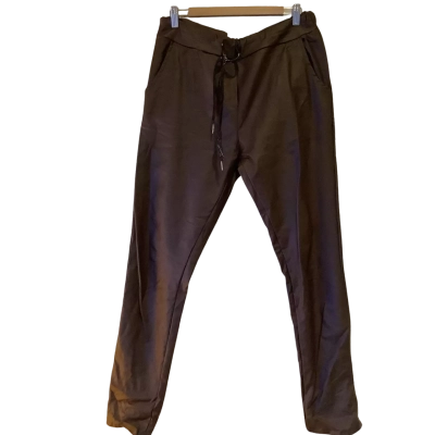 Italian Star.   Chocolate Brown Faux Leather Slim Jogger. Size L / XL 
