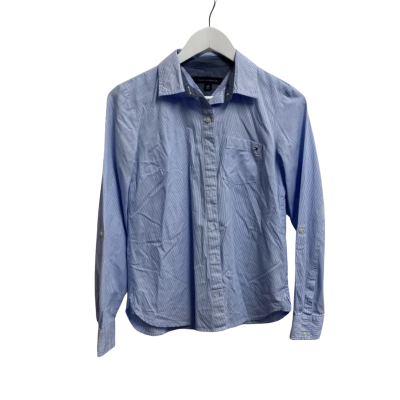 Tommy Hilfiger Womens  Size XS Long Sleeve Polo Shirt Blue / Striped 