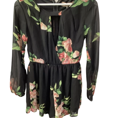 Reverse Womens  Size S Black/ Floral Shirt