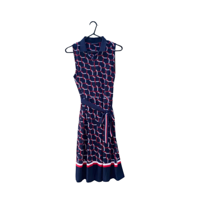 Womens Tommy Hilfiger One Size Cocktail Dress Navy Blue / Red/White Pattern