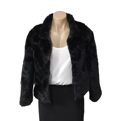 Pecaocun Womens Size XS Black Faux Fur Cropped Jacket 
