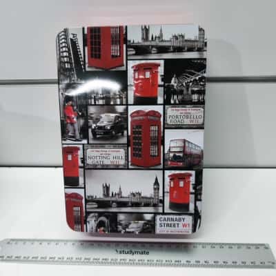 London Souvenir Storage Tin - Carnaby Street & Red Telephone Box Design