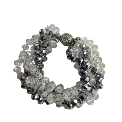 Faceted Crystal Multi-strand Bracelet with Rhinestone Magnetic clasp