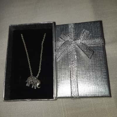 Silver 925 Marcasite Elephant Pendant On 925 Chain