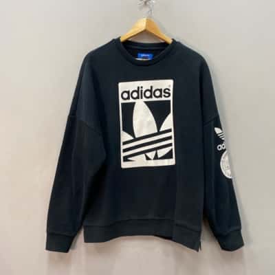 Adidas Womens  Size L Jumper Black  / White 