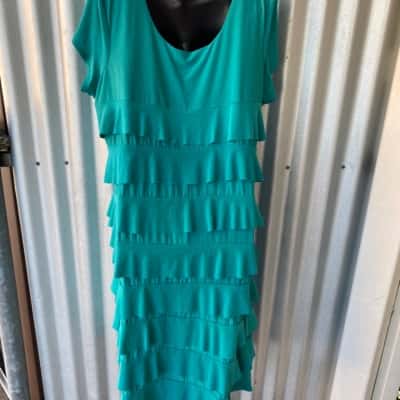 Liz Jordan Teal Tiered Dress Size XL 