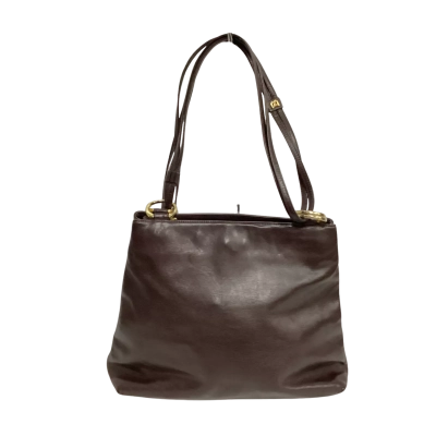   Beautiful Leather Shoulder Bag Brown with Gold Trim