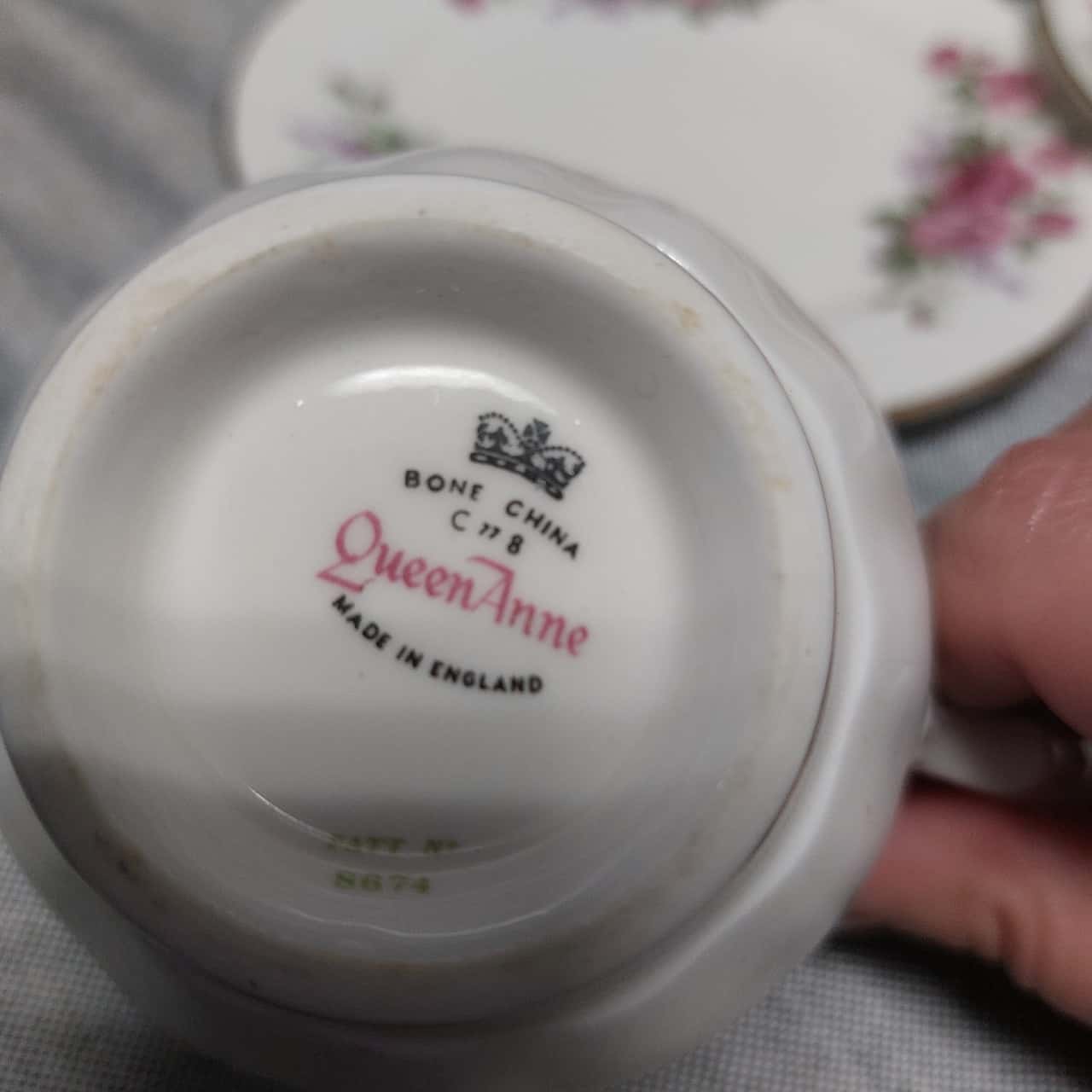 Queen Anne cups and saucers 9 pieces