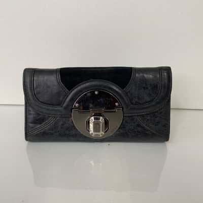 Mimco WomensStand Off Black Leather Wallet 