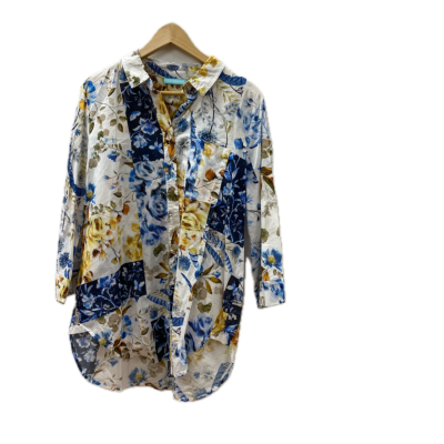 Blue Illusion Womens Shirt Size L  Blue / Floral / Green / White / Yellow 