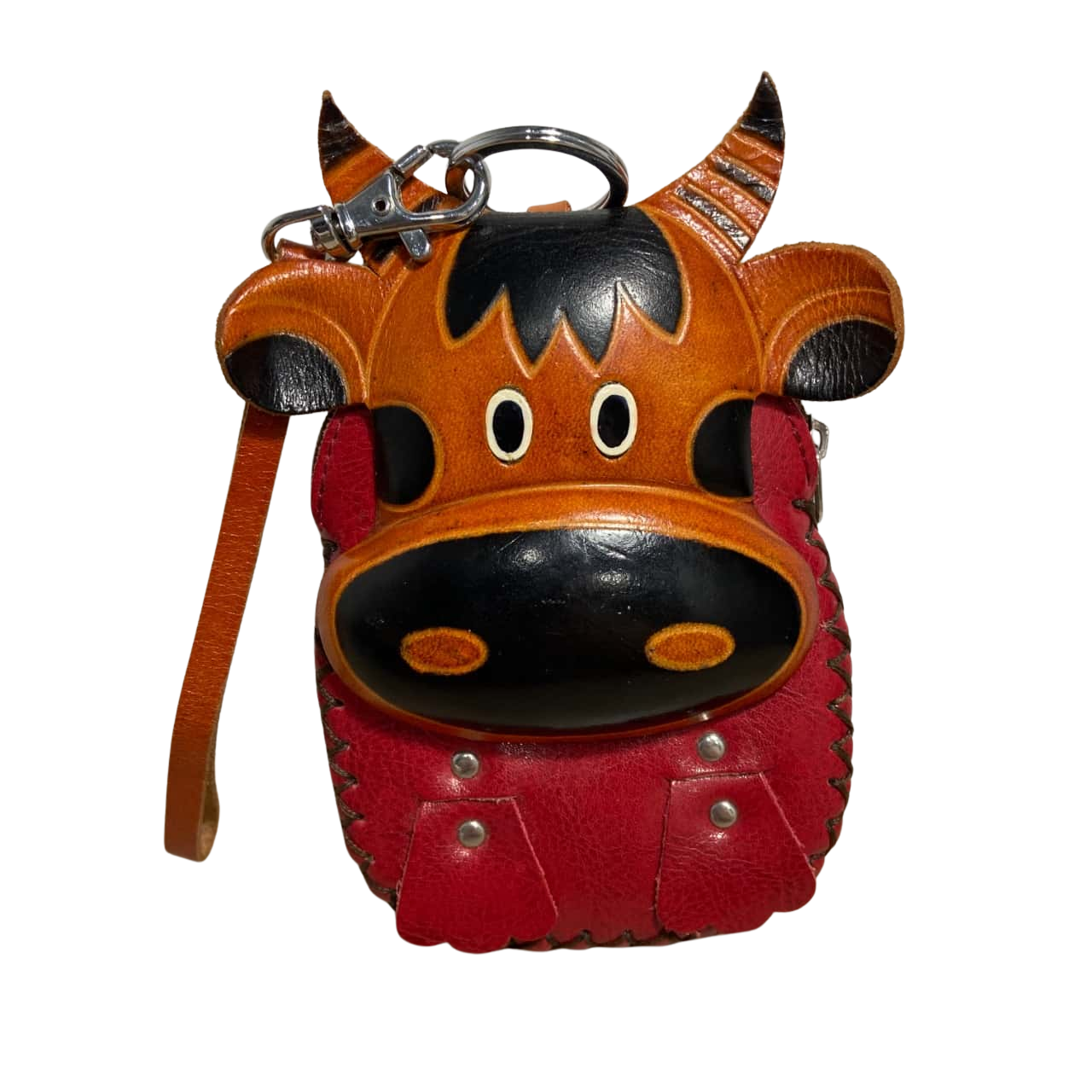 Handmade Authentic Leather Cow Coin Purse with Wrist Strap(s)