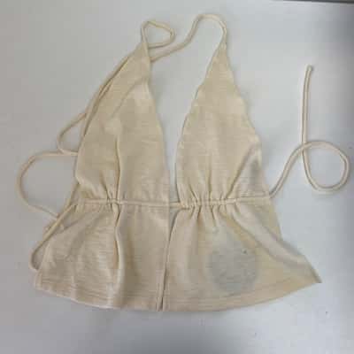 White Fox Cream Loved Up Halter Top  Size XL