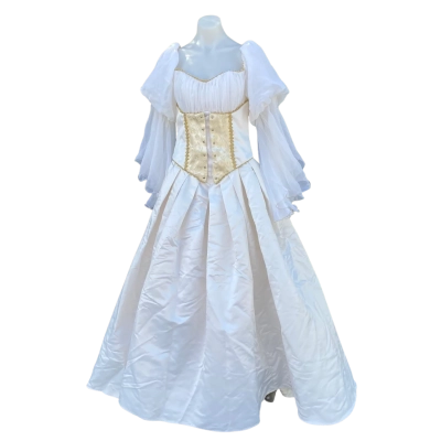  Womens  Size 10 Celtic-inspired Medieval-style Wedding Dress Gold / Off White 