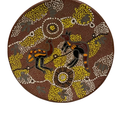 True Blue Hand Crafted & Painted Aboriginal Art Bowl Pottery