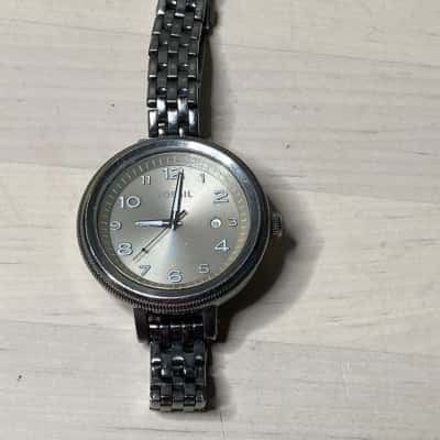 Fossil Silver Case Smoke Face Ladies Watch