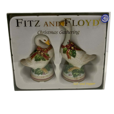 Fitz and Floyd Christmas Gathering Salt and Pepper Set 