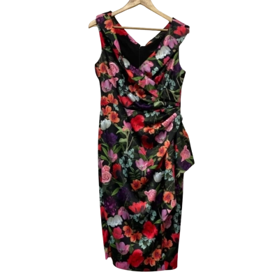 Debut Womens Floral Print Dress with Sweetheart Neckline Size 12 
