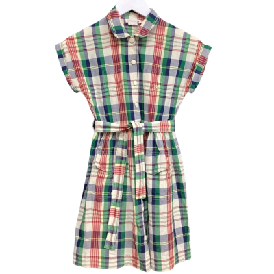  Bonpont  Size 12 Tartan Short Sleeve Dress Multicoloured 