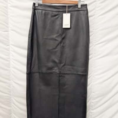 Seed Heritage Womens Black Leather Maxi Skirt - Size 8
