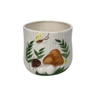 Ceramic Vase/Dish Cream Raised Toadstool Design